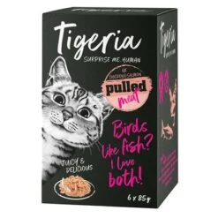 Tigeria Pulled Meat 48 X 85 G Comida Húmeda Para Gatos -Suministros Para Mascotas 135596 pla tigeria pulledmeat huhn lachs 6x85g hs 1