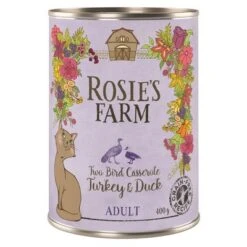 Rosie's Farm Adult 12 X 400 G Para Gatos - Pack Ahorro -Suministros Para Mascotas 315196 pla rosie sfarm adult casseroleturkeyduck 400g 5