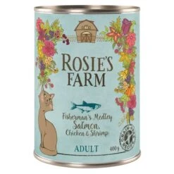 Rosie's Farm Adult 12 X 400 G Para Gatos - Pack Ahorro -Suministros Para Mascotas 315198 pla rosie sfarm adult salmonchickenshrimp 400g 3