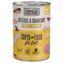 MAC's 6 X 400 G En Latas Para Gatos -Suministros Para Mascotas 63598 pla macs katzenfutter gefluegel cranberry 400g hs 01 0