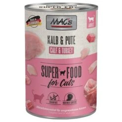 MAC's 6 X 400 G En Latas Para Gatos -Suministros Para Mascotas 63601 pla macs katzenfutter kalb pute 400g hs 01 9