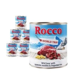Rocco Vuelta Al Mundo: Austria Con Jabalí, Pasta Y Arándanos Rojos -Suministros Para Mascotas 6x800g rocco austria copy 6