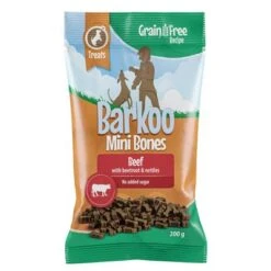 Barkoo Mini Bones Sin Cereales - Pack Ahorro -Suministros Para Mascotas barkoo minibones gf 200g beef 1000x1000 0