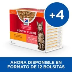 Hill's Science Plan Hill's Adult Healthy Cuisine Con Pollo Y Salmón Para Gatos -Suministros Para Mascotas sp adult cat healthy cuisine pouch chicken salmon bk28510m bk28658m multipack fr 1
